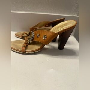 Giuseppe Zanotti Tan and Gold Embellished Heels